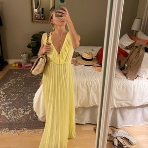Zara Maxi Dress Yellow Ruffled Dress with Open Back